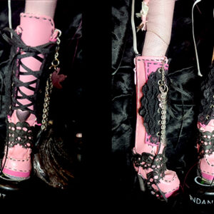 Pink Lace Up Knee High Boots